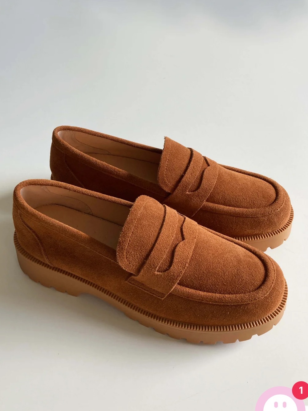 Handmade Loafer Slipper Mokassins Wildleder neu Leder Cognac size 8 woman’s